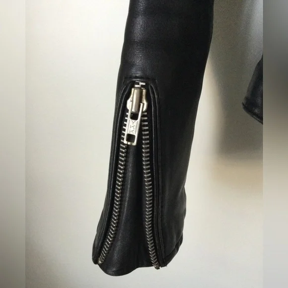 VTG Harley Davidson Leather Moto Jacket Black Motorcycle Cinch Back Women 34 - Picture 10 of 16